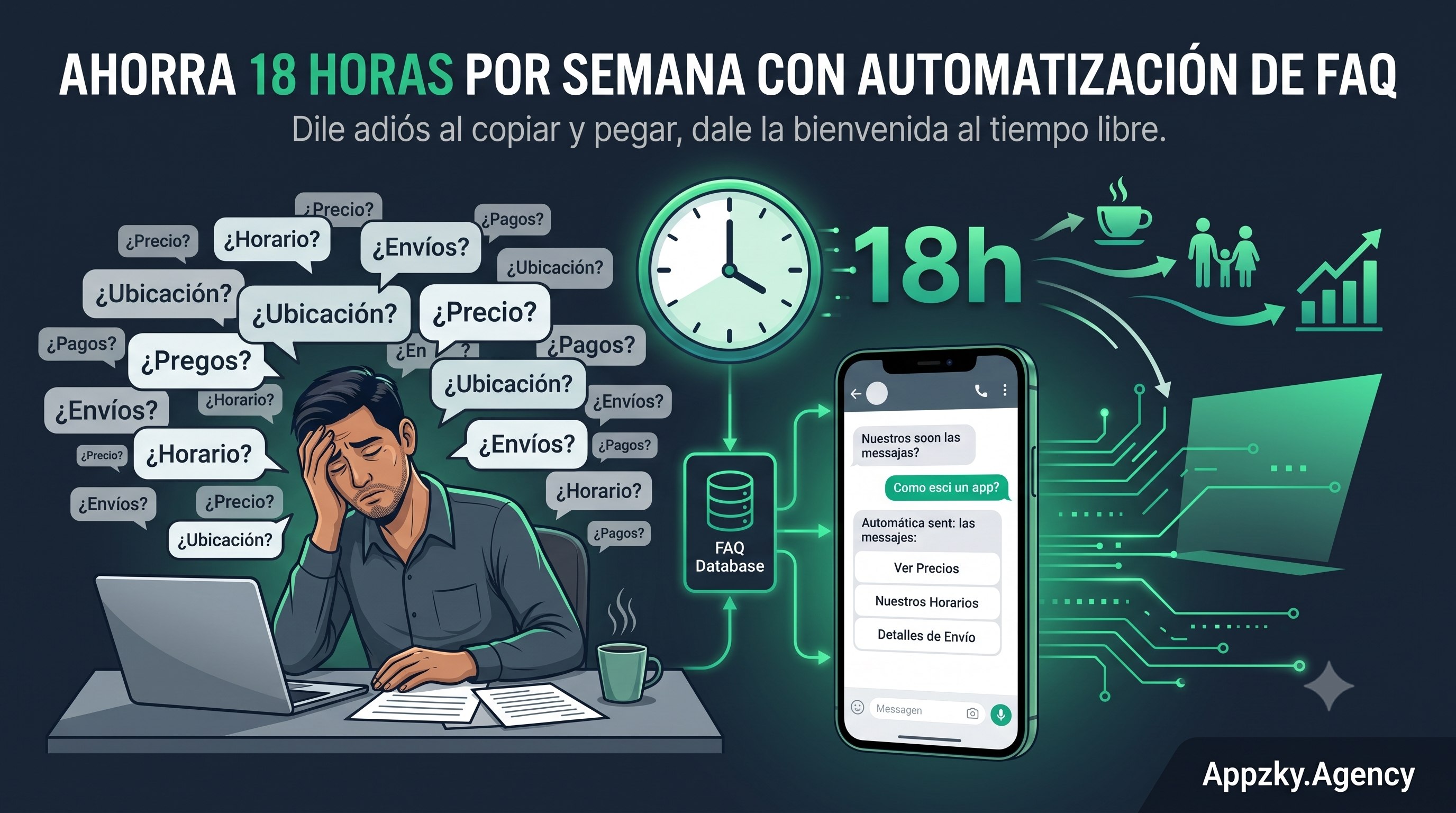Cómo ahorrar hasta 18 horas a la semana automatizando las preguntas frecuentes de tu negocio